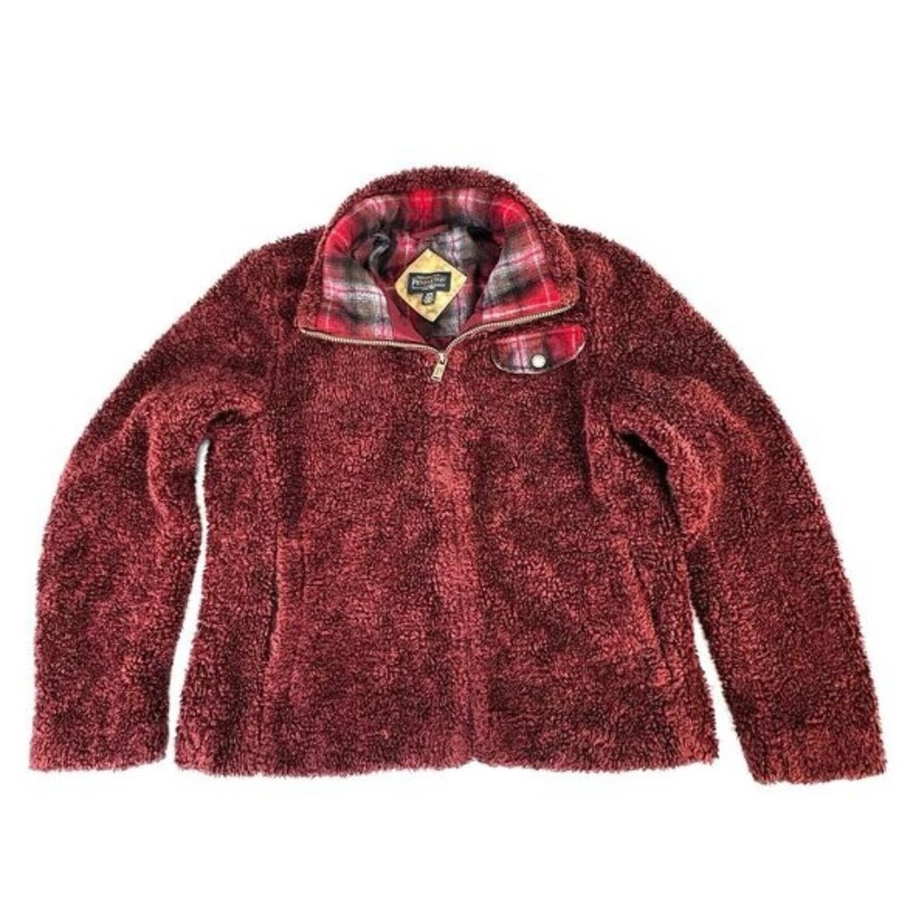 Pendleton Red Sherpa Jacket Plaid Lining outdoor hiking casual full zipper front